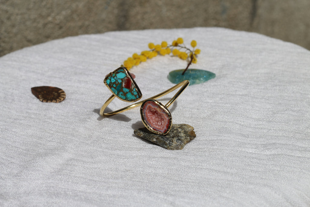 Fossil Agate & Turquoise Bracelet