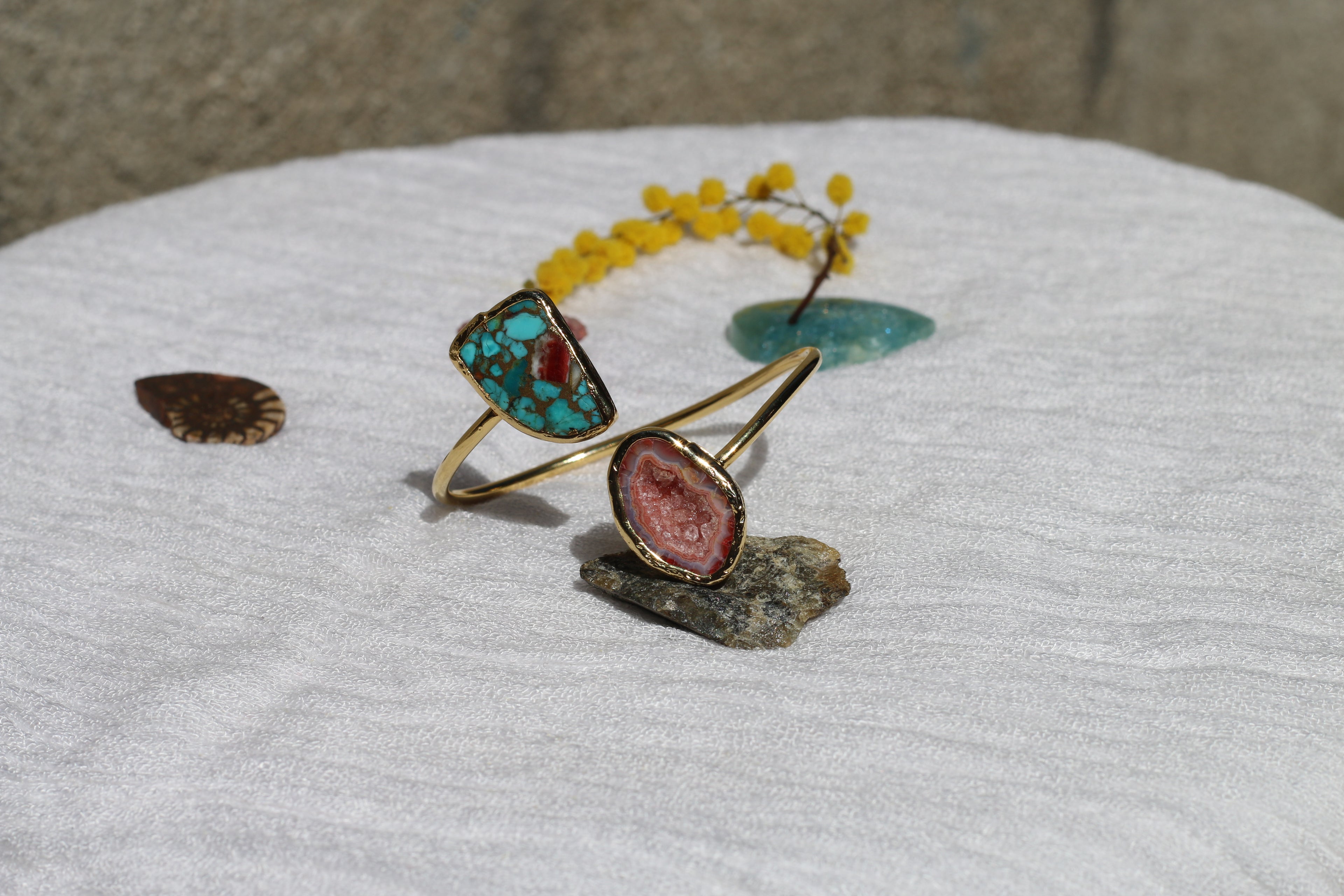 Fossil Agate & Turquoise Bracelet