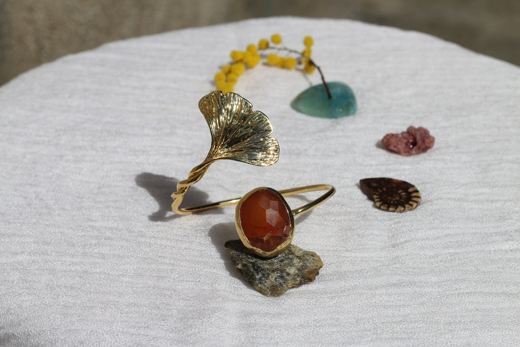 Ginkgo Bracelet Carnelian