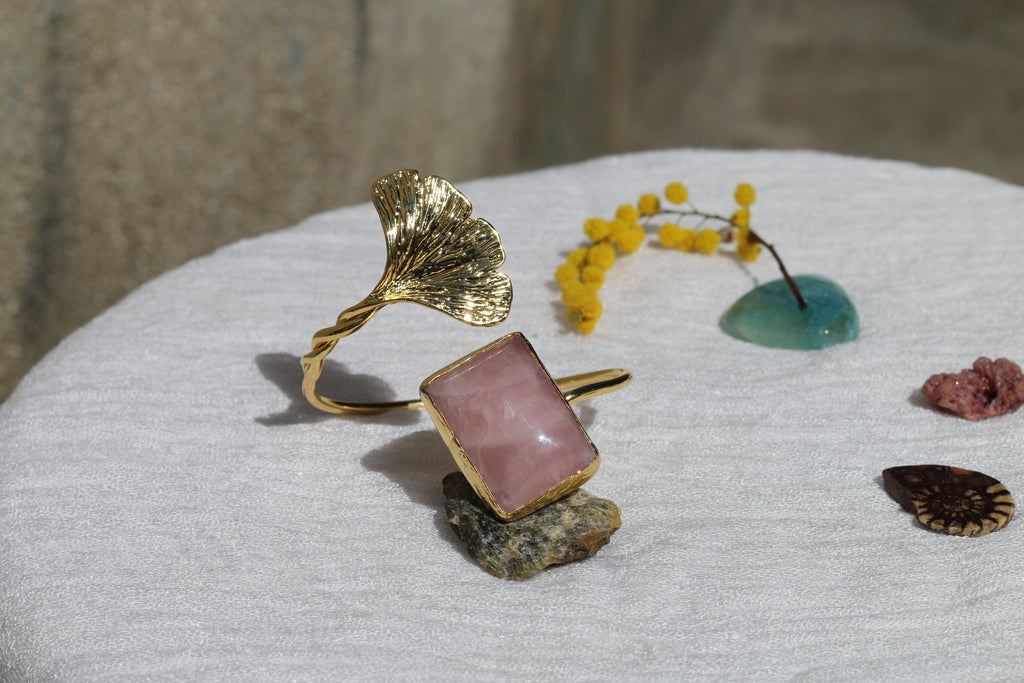 Ginkgo Rose Quartz Bracelet