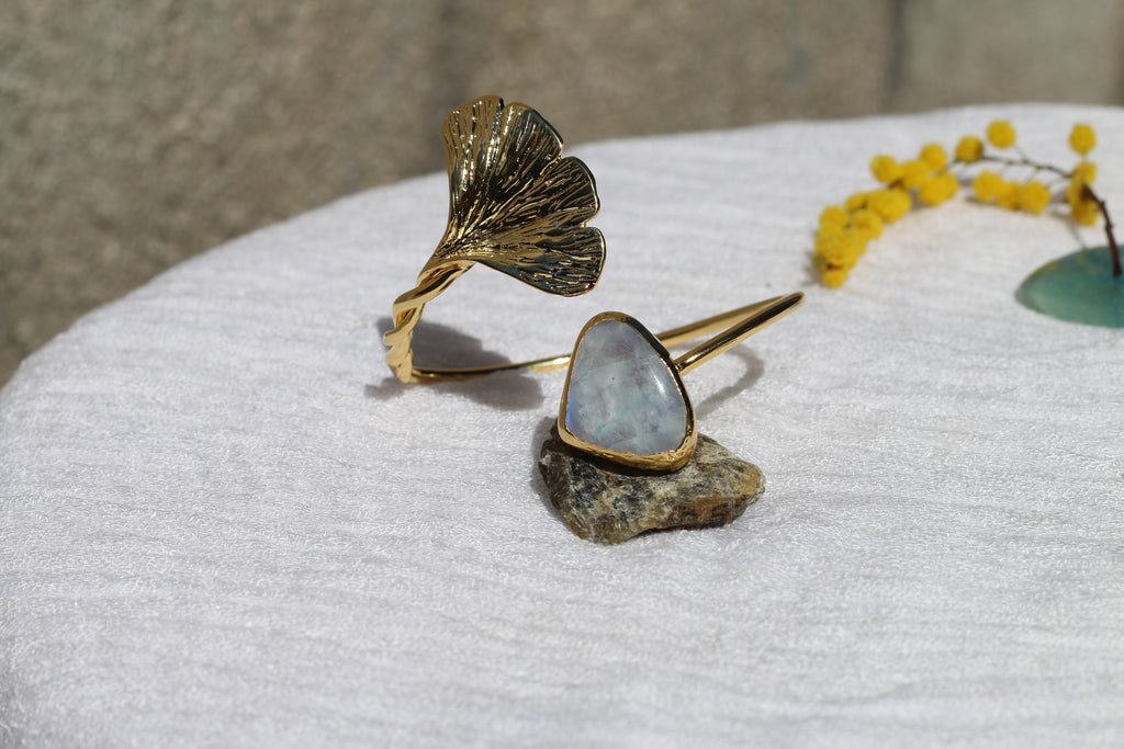 Ginkgo Bracelet Moon Stone