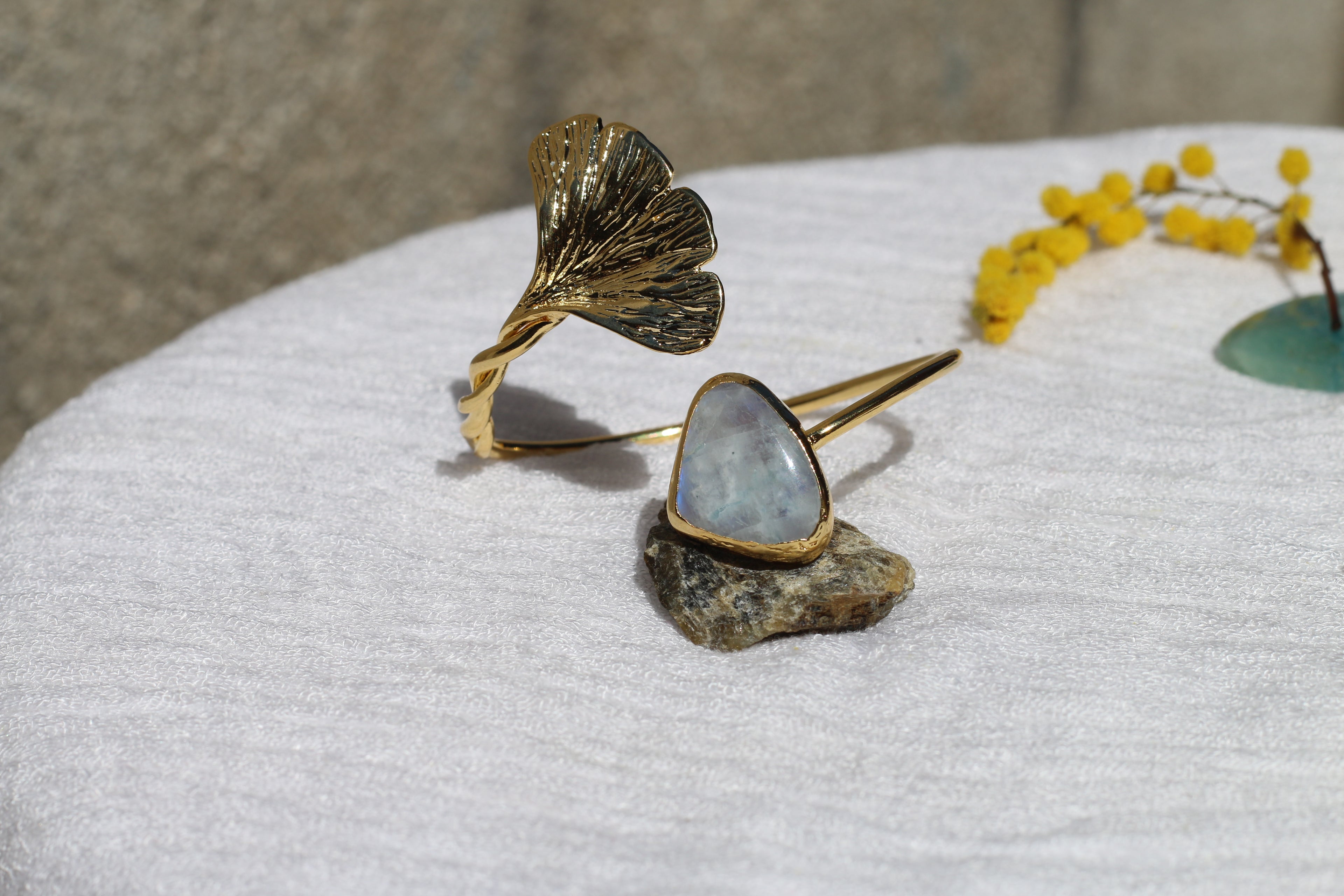 Ginkgo Bracelet Moon Stone