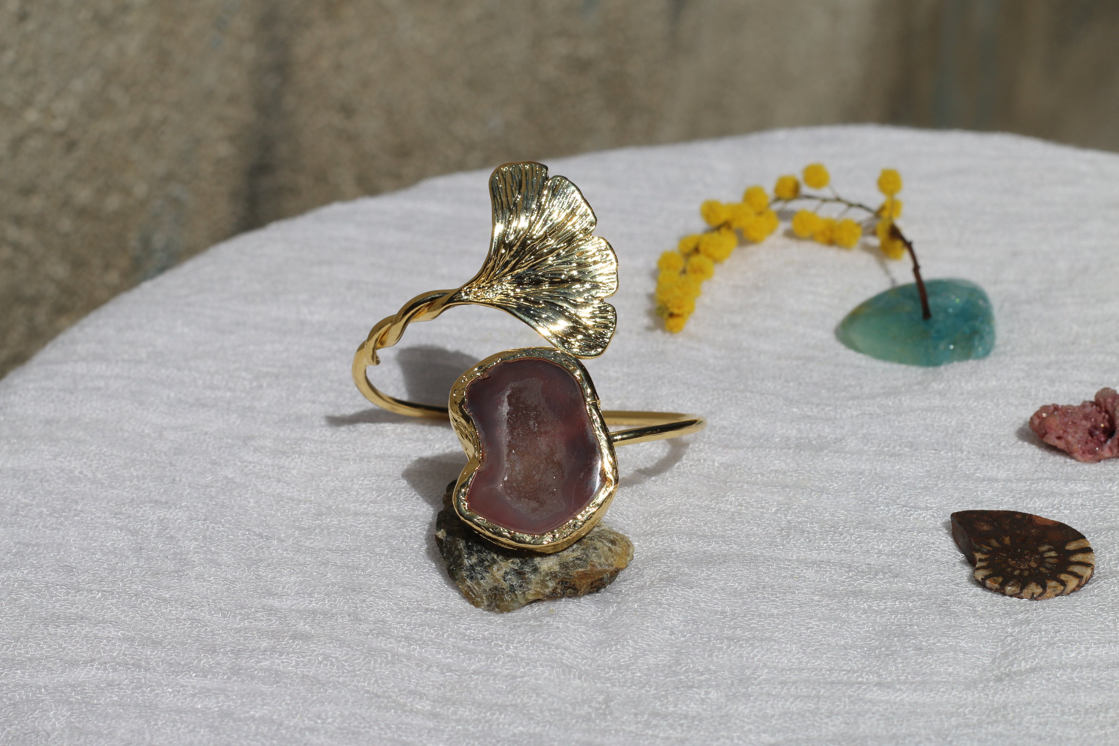 Ginkgo Bracelet Fossil Agate