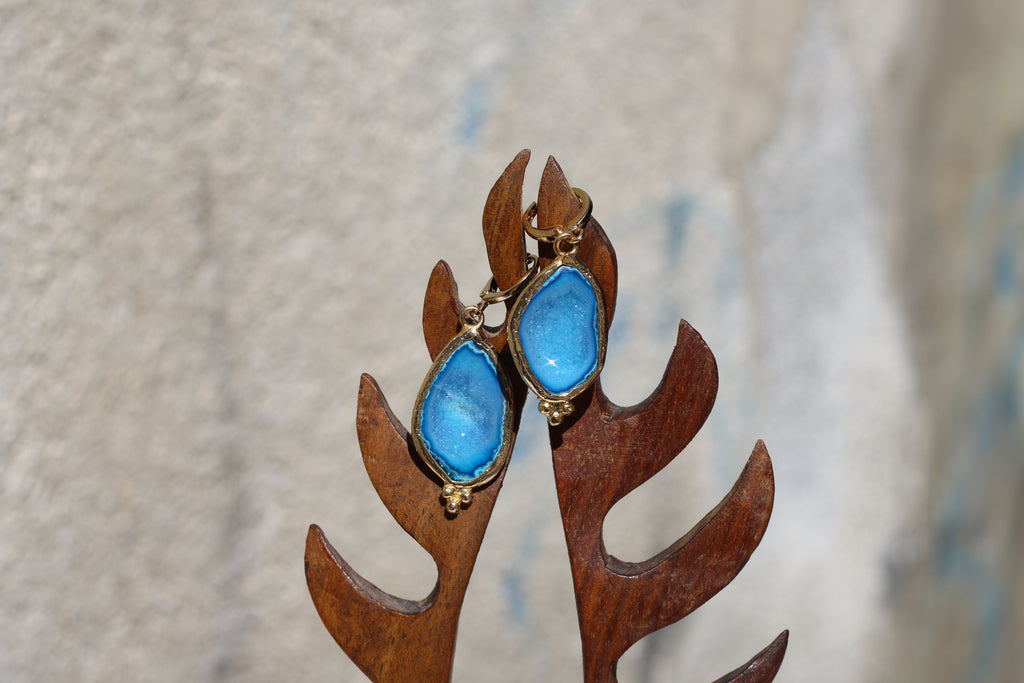 Ocean Fossil Agate Earrings