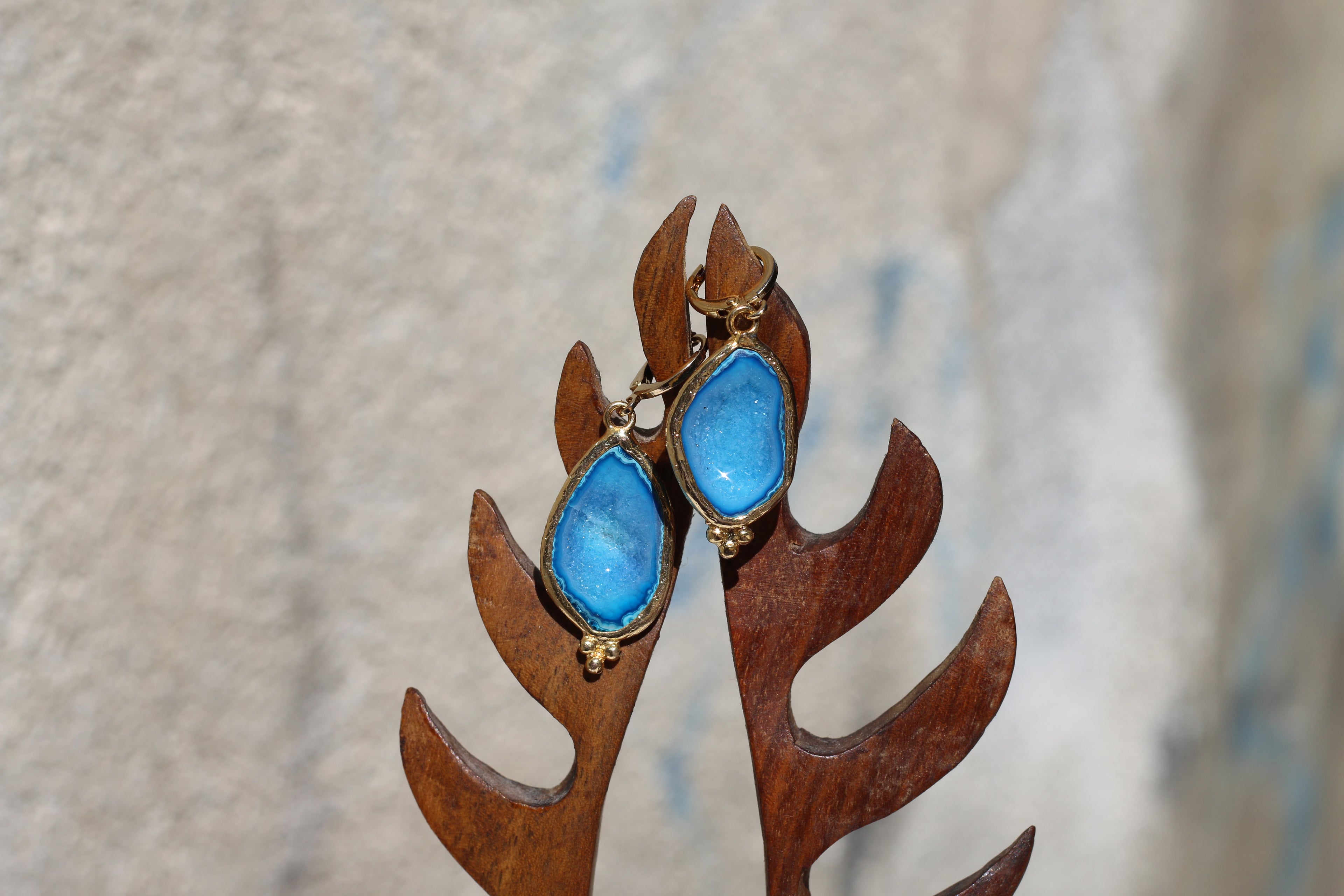 Ocean Fossil Agate Earrings