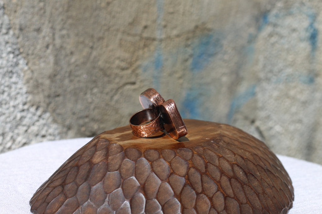Fossil Agate Copper Ring