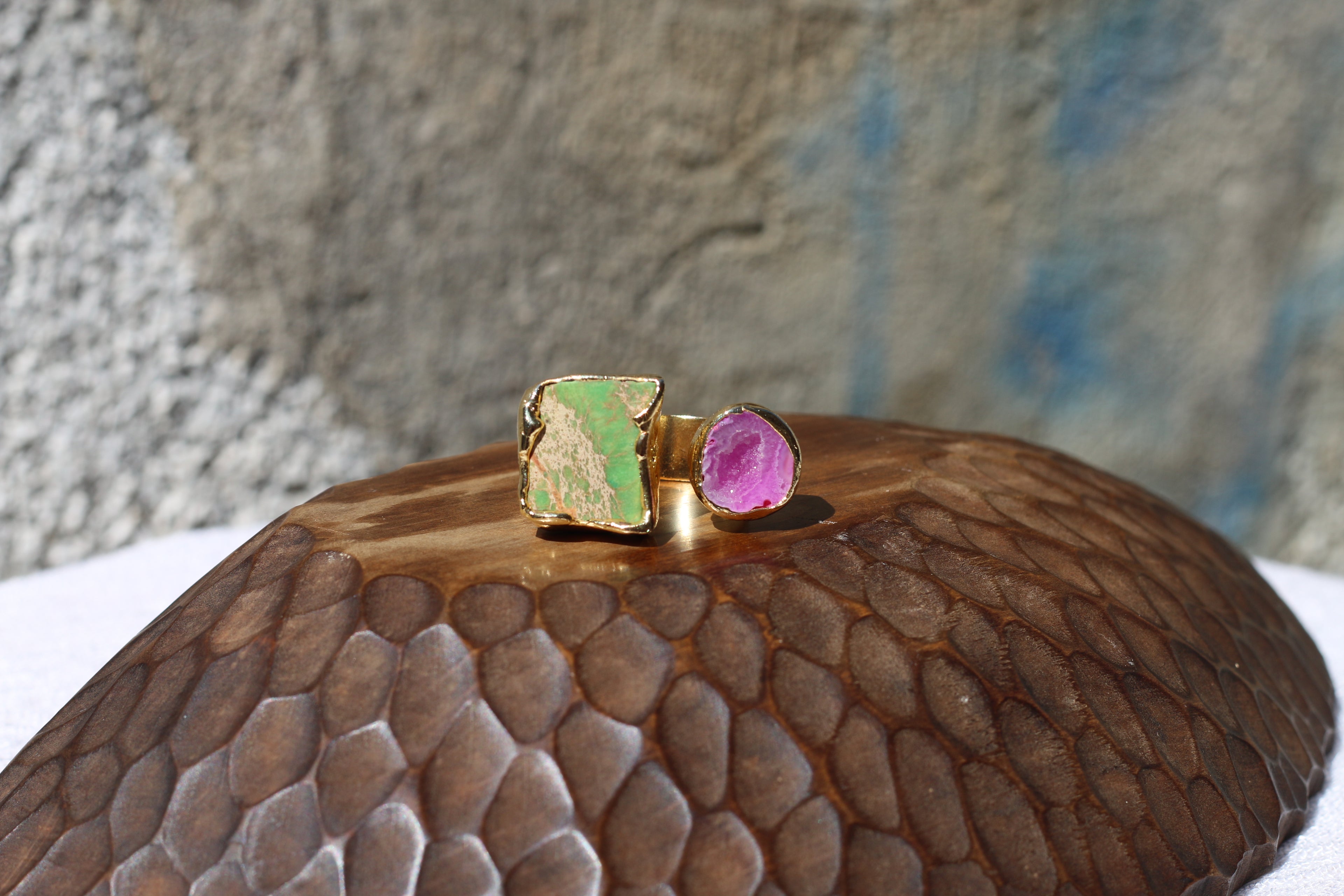 Fossil Agate & Variscite Ring