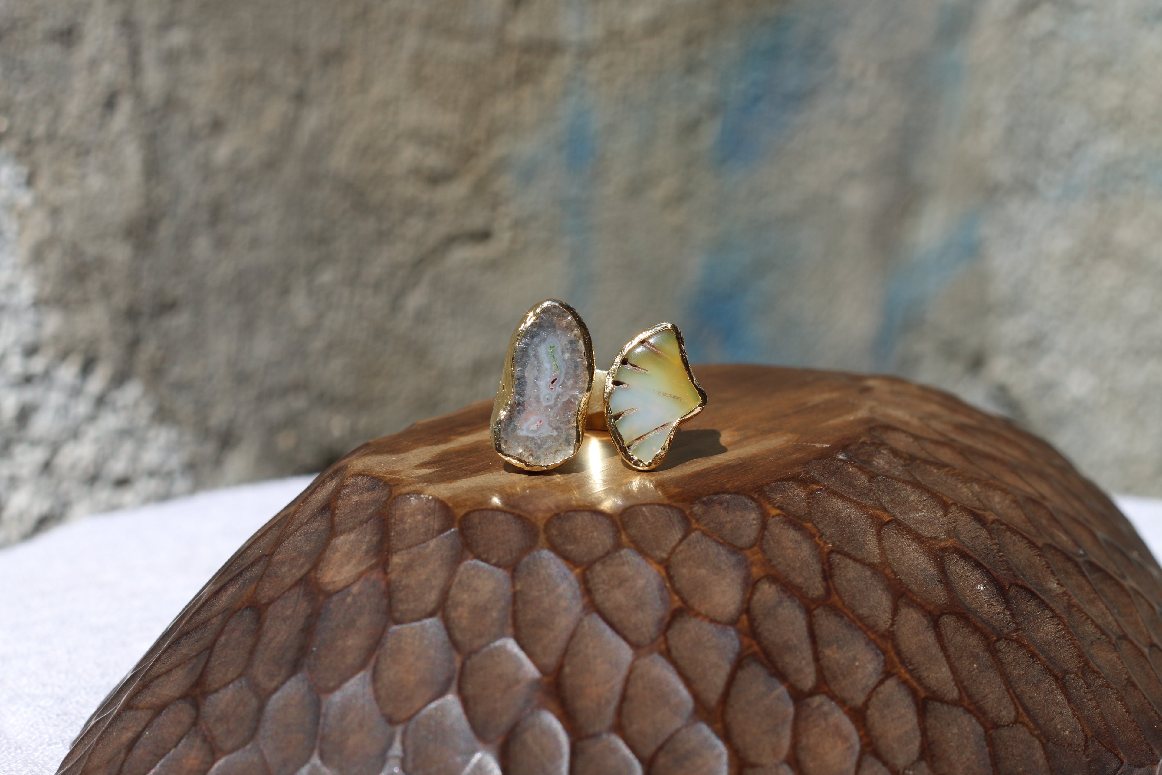 Agate & Fossil Agate Ring