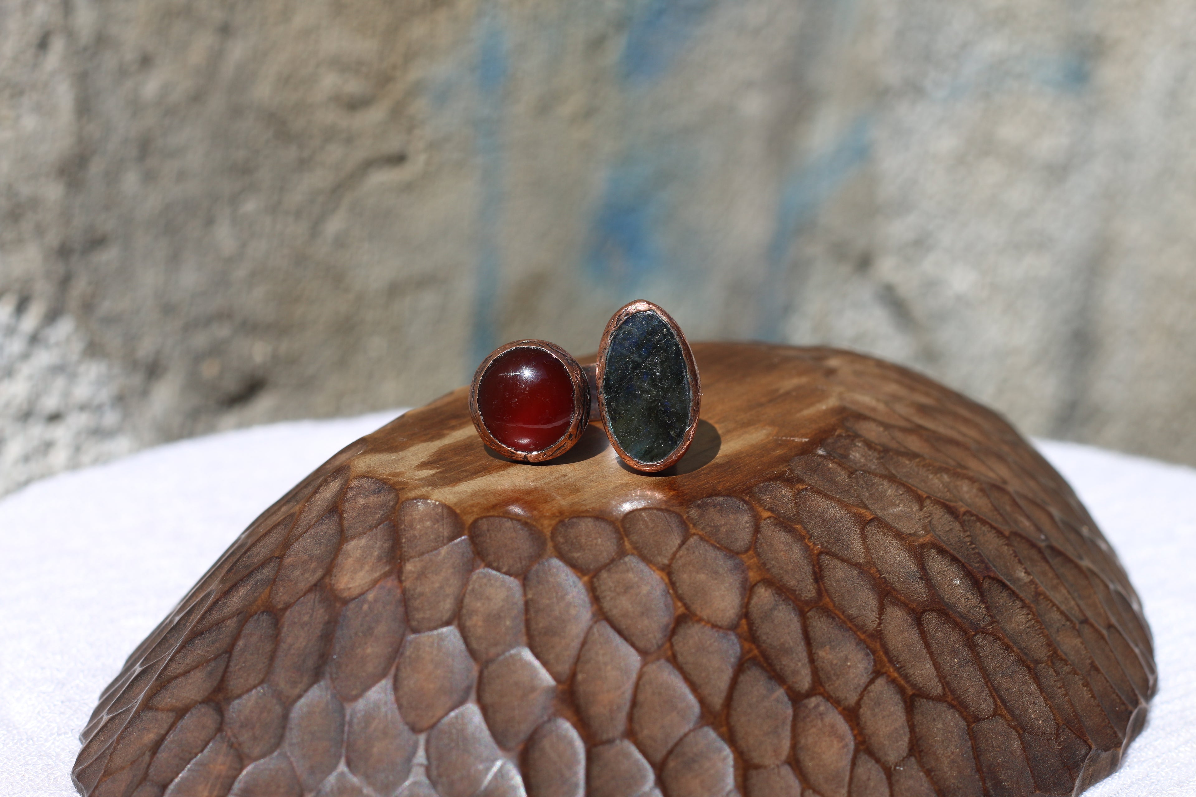 Agate & Labradorite Ring