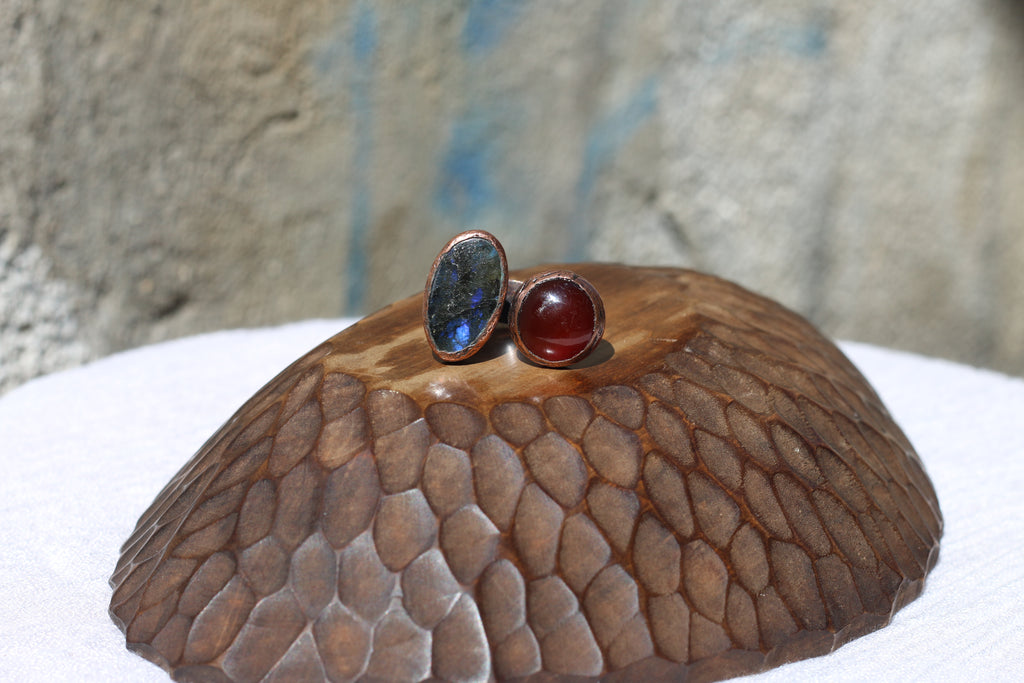 Agate & Labradorite Ring