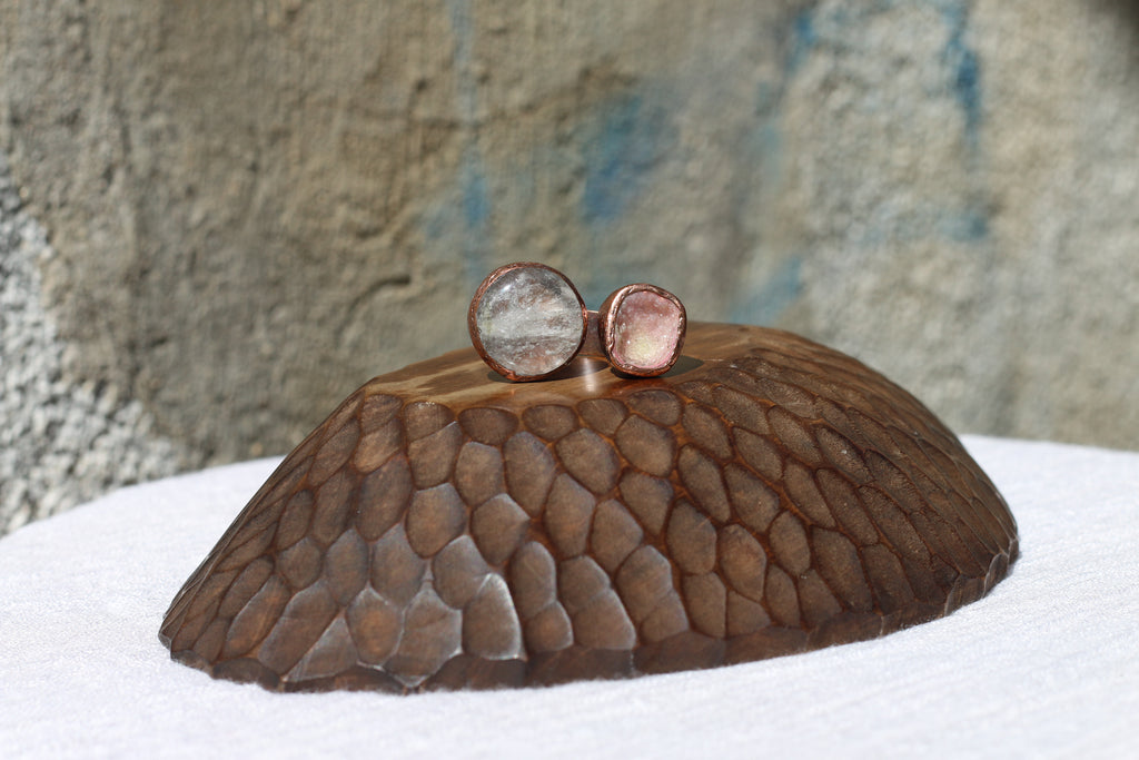 Quartz & Fossil Agate Ring