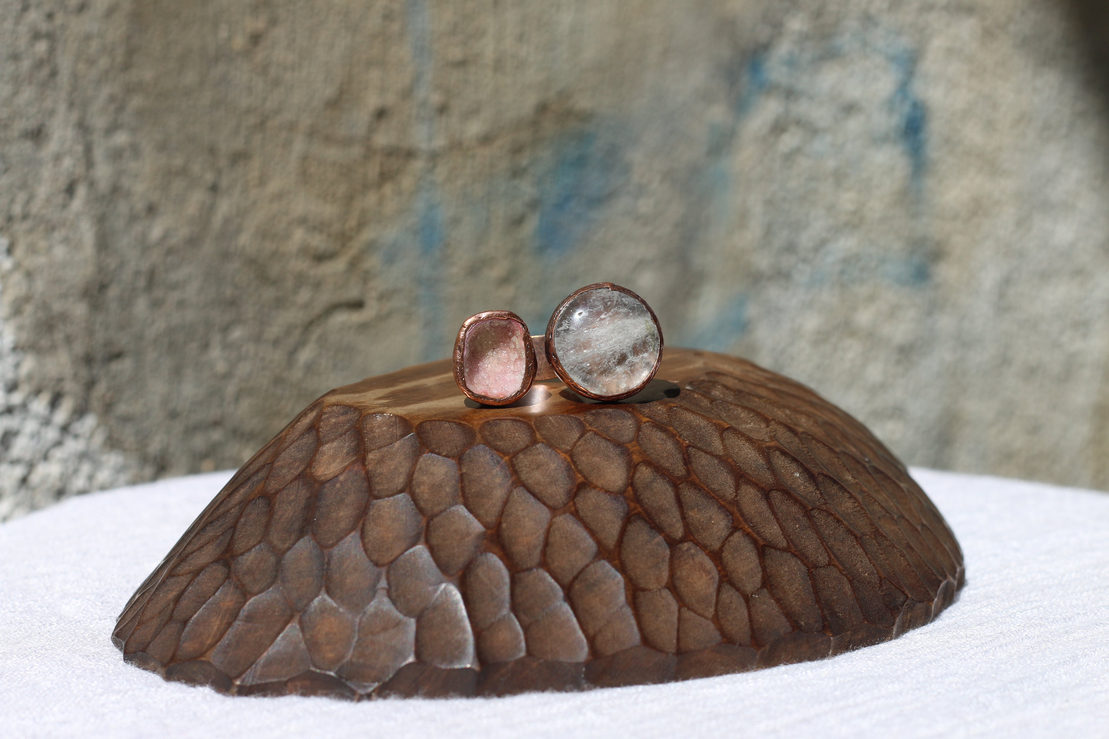Quartz & Fossil Agate Ring