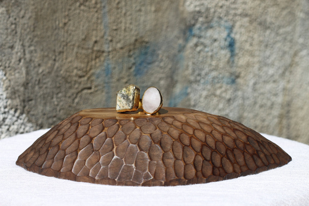 Rose Quartz Dendrite Ring