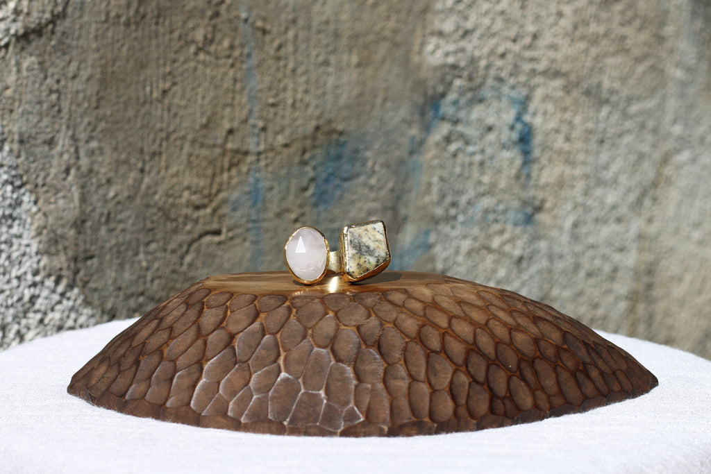 Rose Quartz Dendrite Ring
