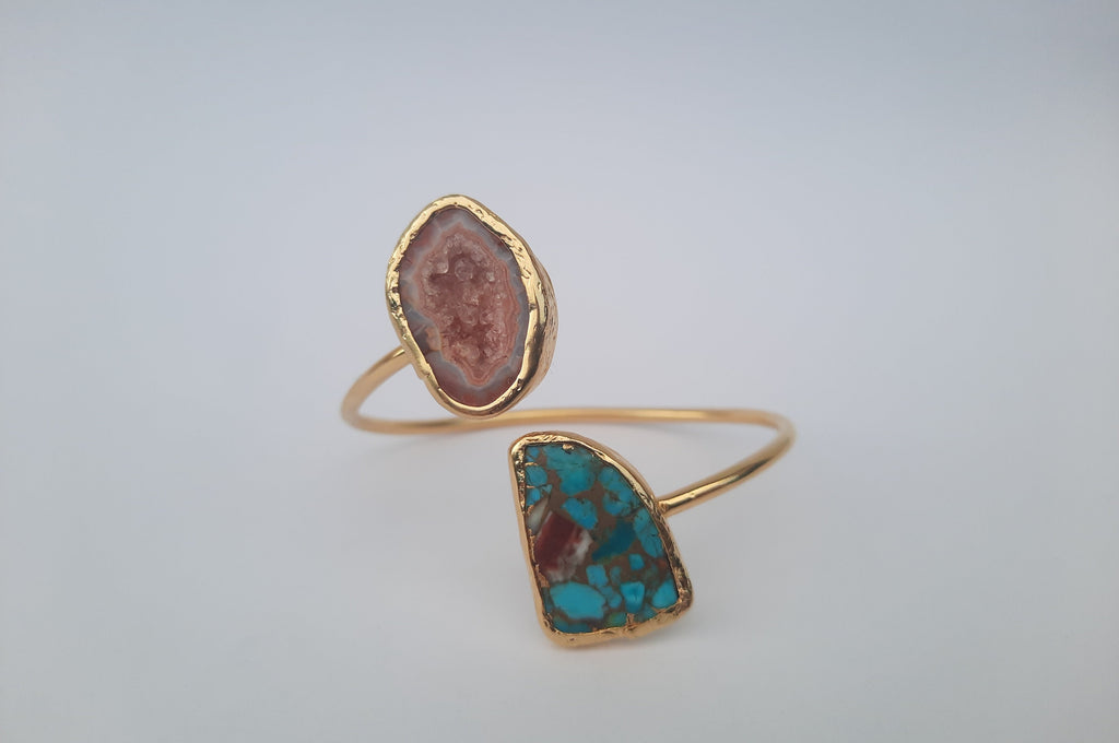 Fossil Agate & Turquoise Bracelet
