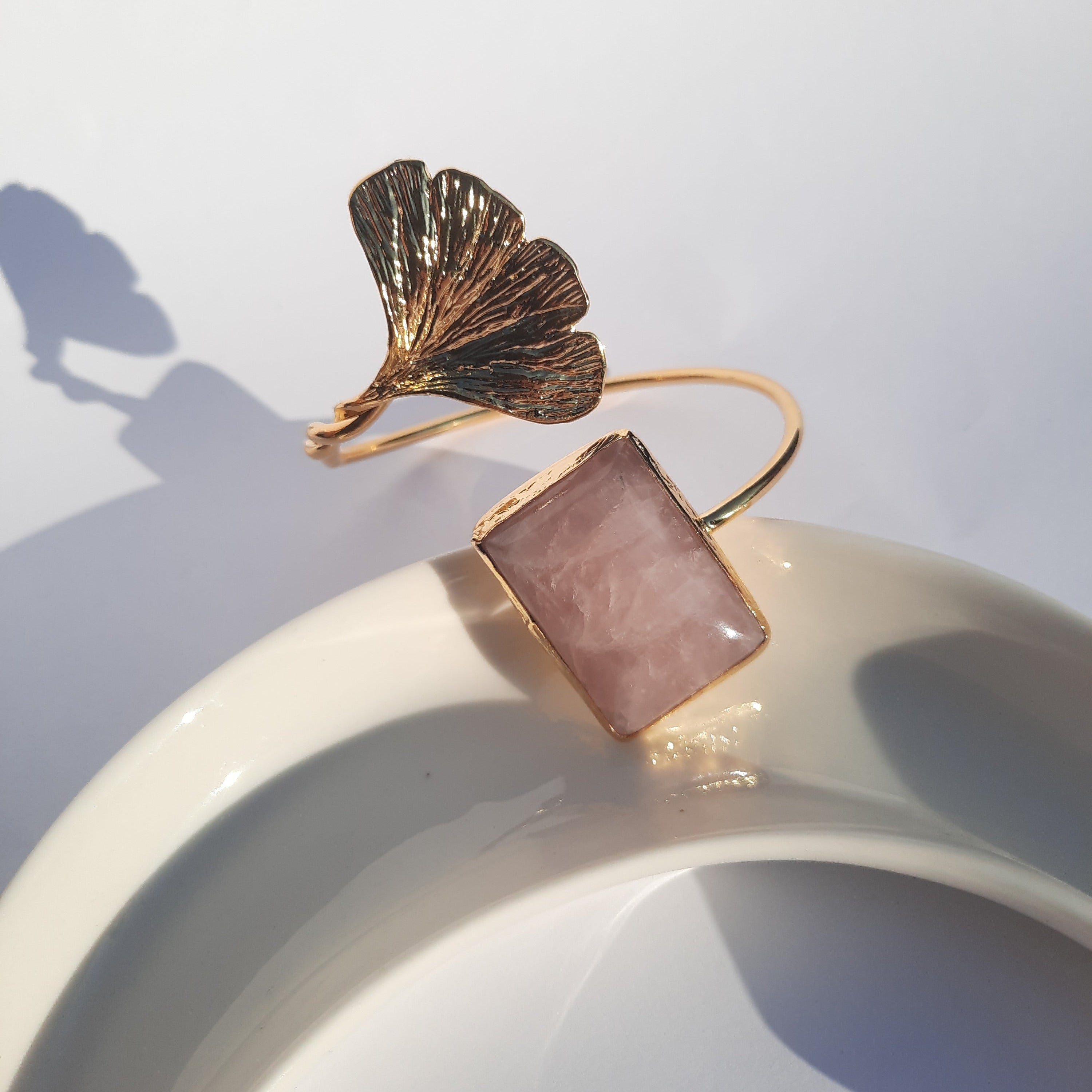 Ginkgo Rose Quartz Bracelet
