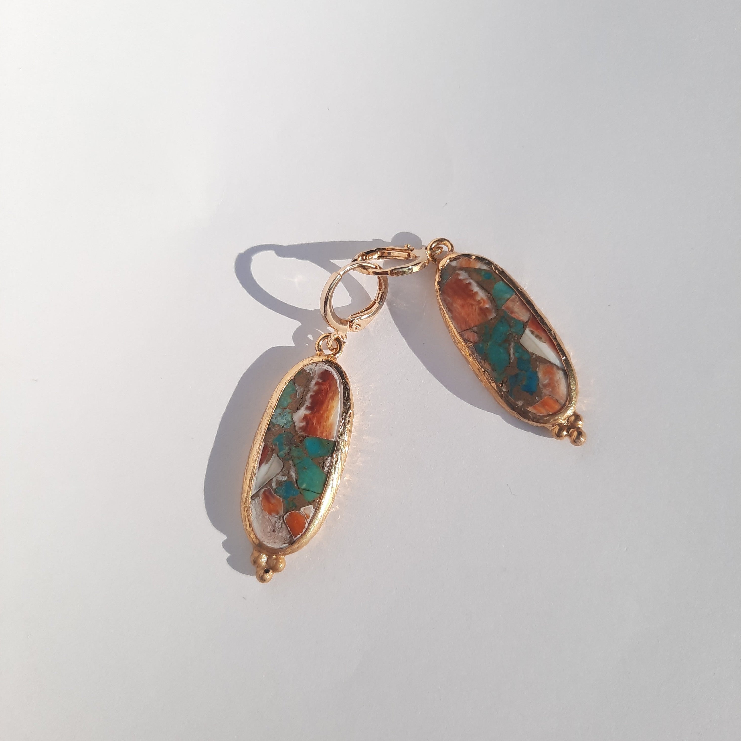 Turquoise Coral Mosaic Earrings