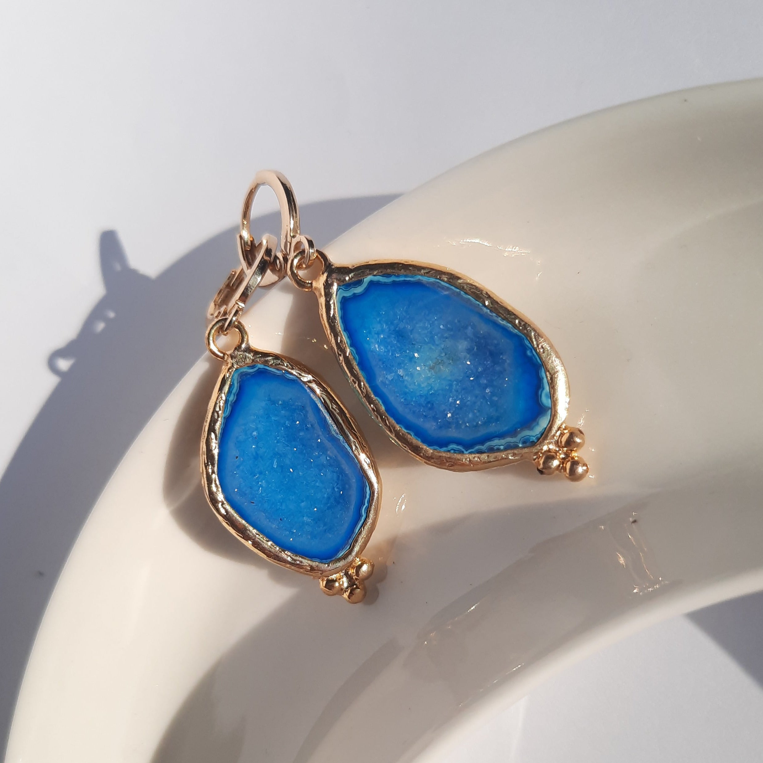 Ocean Fossil Agate Earrings