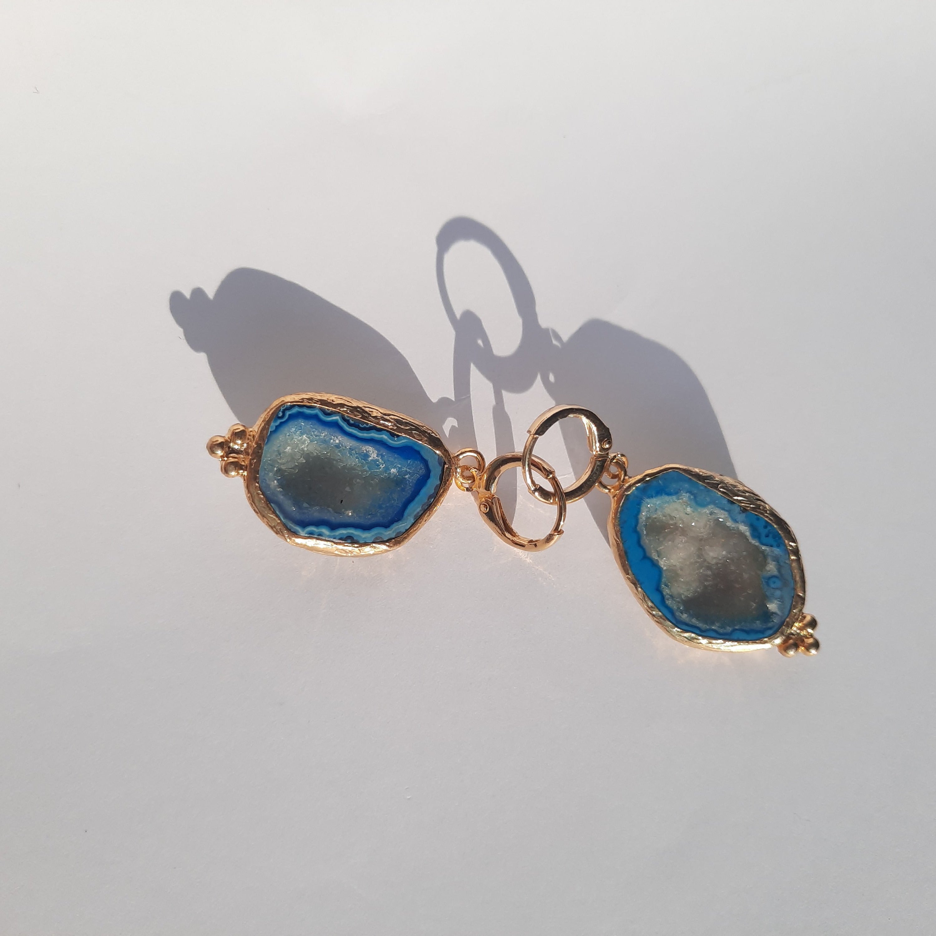 Blue Fossil Agate Earrings